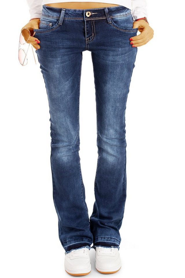 be styled Bootcut-Jeans Damen Hüftjeans, Schlaghosen mit offenem Saum, low waist j40g-2 von be styled