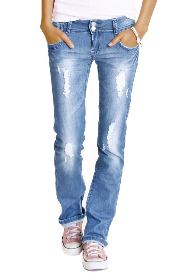 be styled Bootcut-Jeans Hüftjeans destroyed Bootcut Jeans Hose zerrissen gerades bein - j28x mit Stretch-Anteil von be styled