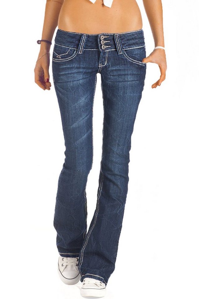 be styled Bootcut-Jeans low waist Damenjeans, ausgestellte Hüfthosen j73e von be styled