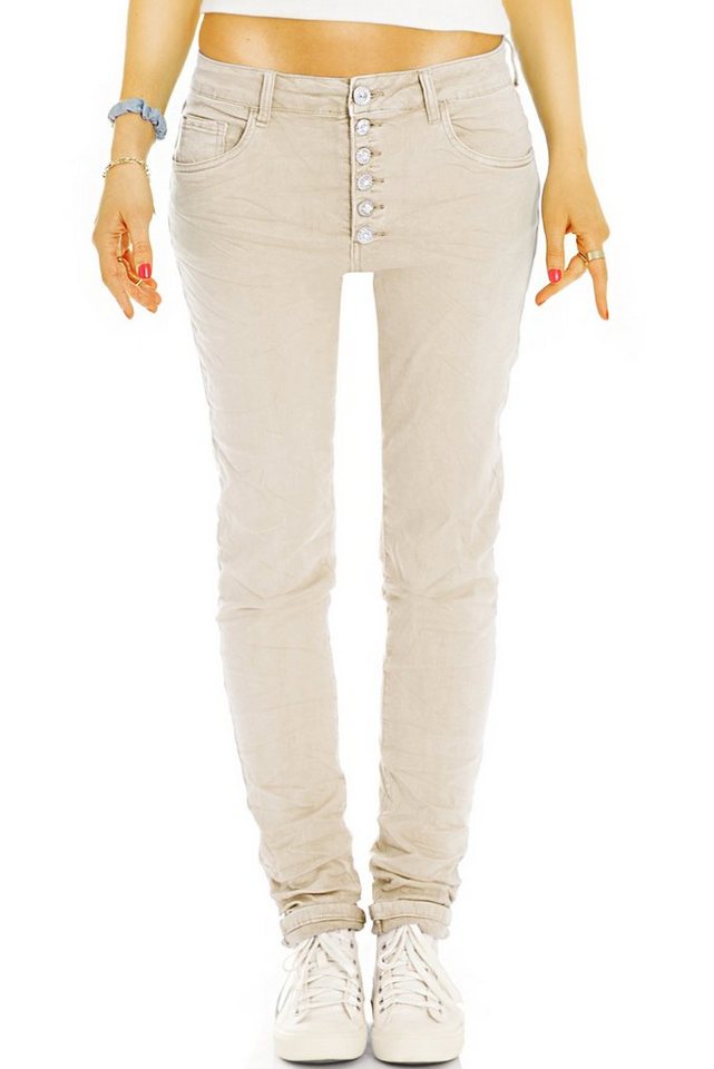be styled Boyfriend-Hose Bequeme Boyfriend Hose mit Knopfleiste - Stretch Hose - Damen - j43p mit Stretch-Anteil von be styled