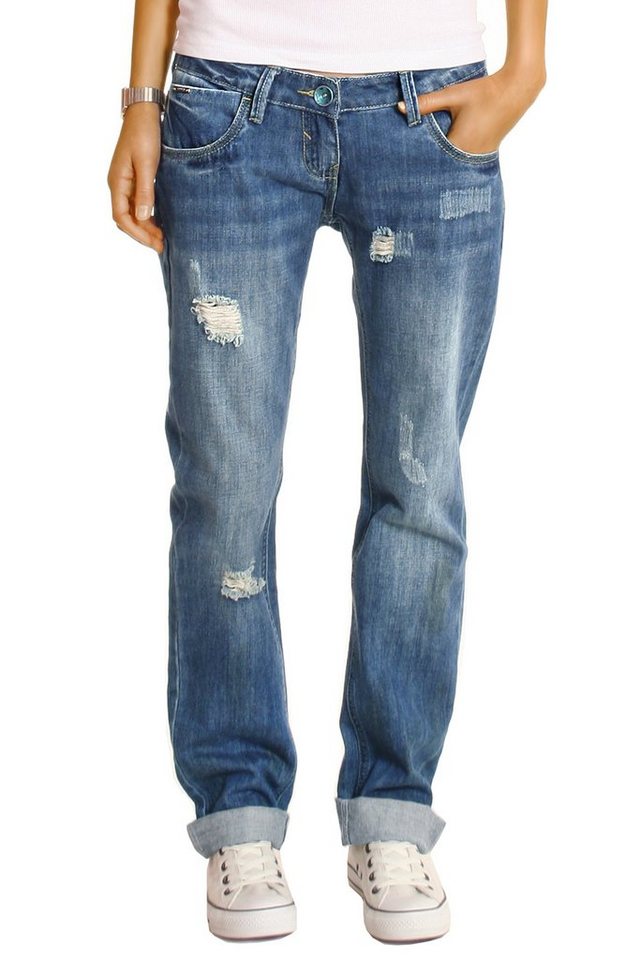 be styled Boyfriend-Jeans lockere Damen Hüftjeans Hosen destroyed relaxed Fit - j1z 5-pocket von be styled