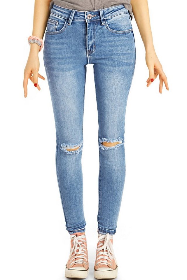 be styled Destroyed-Jeans Medium Waist Röhrenjeans, destroyed Skinny Hosen - Damen - j17f-1 5-Pocket-Style, mit Stretch-Anteil von be styled