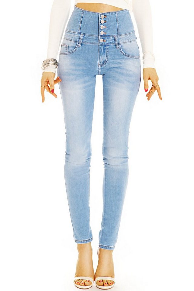 be styled High-waist-Jeans High Waist Röhrenjeans mit langer Knopfleiste - Damen Jeans - j35p mit Stretch-Anteil von be styled