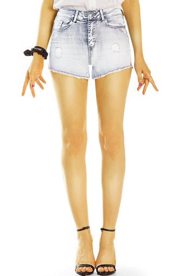 be styled Jeanshotpants Jeanshotpants High Waist Shorts Hotpants Kurze Hose -Damen - j54k destroyed Optik von be styled