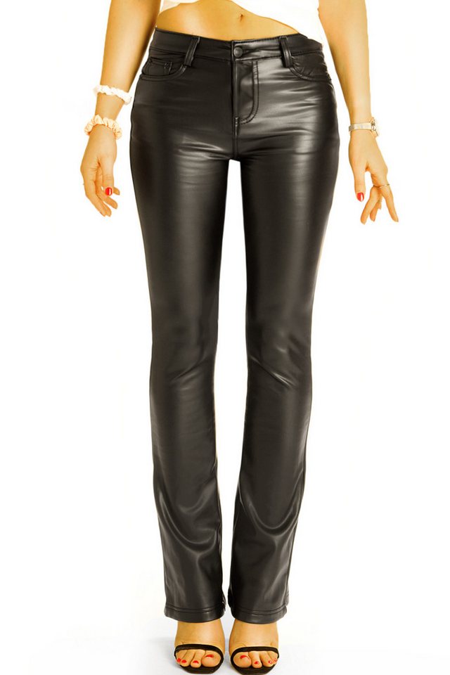 be styled Lederimitathose Hüftige Slim Fit Bootcuthose schwarze vegane Lederhose – Damen – j9L-2 Lederlook von be styled