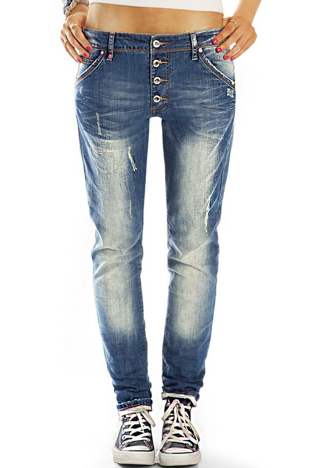 be styled Low-rise-Jeans Tapered Baggy Low Waist Hüftjeans Hose bequem- Damen - j19k-2 mit Stretch-Anteil von be styled