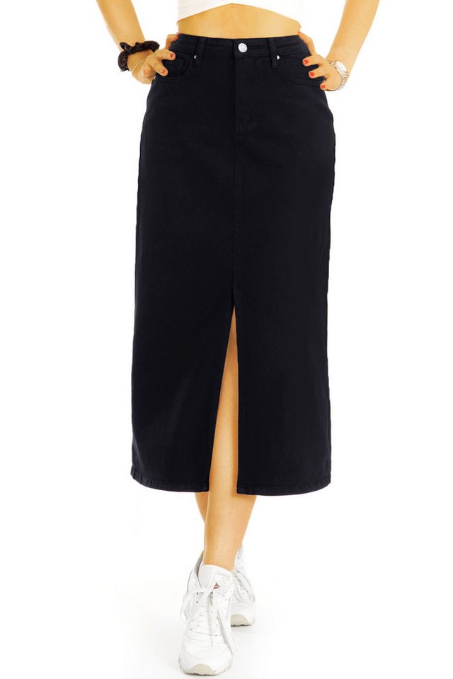 be styled Midirock Midirock Pencil Skirt Bleistiftrock schwarz - Damen - j26L-1 mit Schlitz von be styled