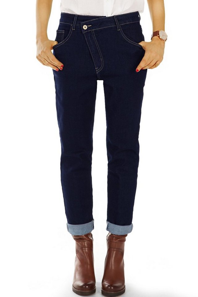 be styled Mom-Jeans Medium Waist Jeans Boyfriend Hosen Mom Jeans - Damen - j3f mit Stretch-Anteil, 5-Pocket-Style, schräger Reißverschluss von be styled