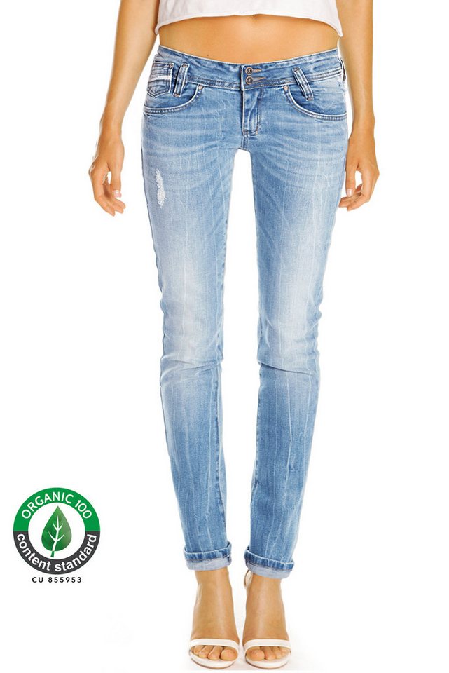 be styled Röhrenjeans Premium Hüftjeans Hose Bio Organic Baumwolle - Damen - Bio_001a Bio Buamwolle von be styled