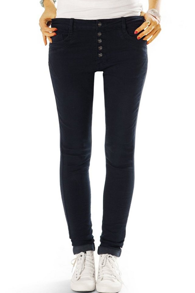 be styled Röhrenjeans Röhrige low waist Jeanshose mit langer Knopfleiste - Damen - j41g mit Stretch-Anteil, 5-Pocket-Style, skinny, eng, low waist, hüftig von be styled