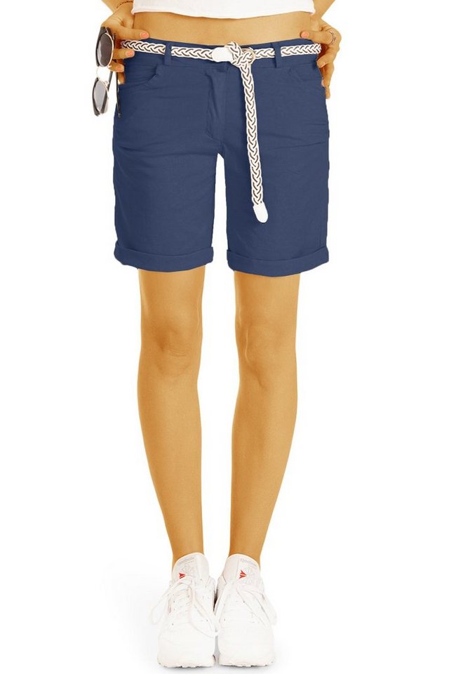 be styled Shorts Chino Stoff Shorts - Kurze lockere Hosen mit Gürtel - Damen - h23a in Unifarben, mit Gürtel von be styled