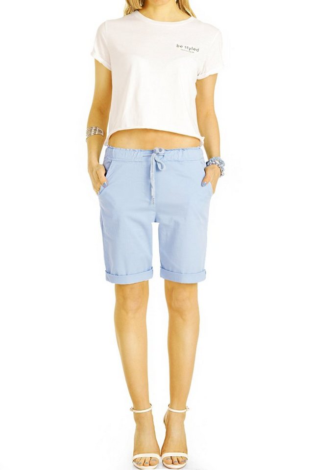 be styled Shorts Chino Stoff Shorts - Kurze lockere Hosen mit Kordelzug - Damen - h28a mit Kordelzug, in Unifarben, mit elastischem Bund von be styled