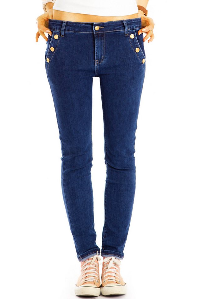be styled Slim-fit-Jeans Medium waist slim fit Jeans Hosen mit Knopfleisten - Damen - j3p Nieten von be styled