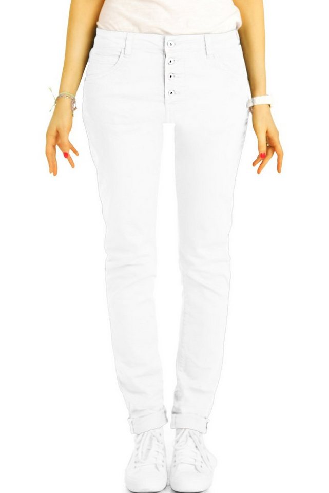 be styled Stoffhose Medium Waist Jeans mit Knopfleiste Boyfriend Hose - Damen - j30L-3 vordere Knopfleiste von be styled