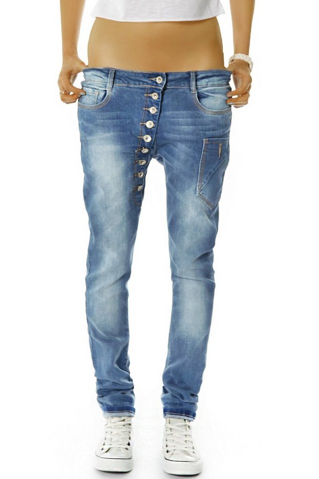 be styled Tapered-fit-Jeans Baggy Damenhosen mit asymetrischer Knopfleiste, röhriger Schnitt j02kw von be styled