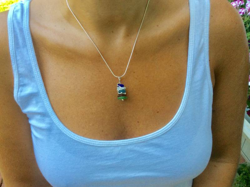 Strandglas, Strandstein Und Sterling Anhänger von beachsilver