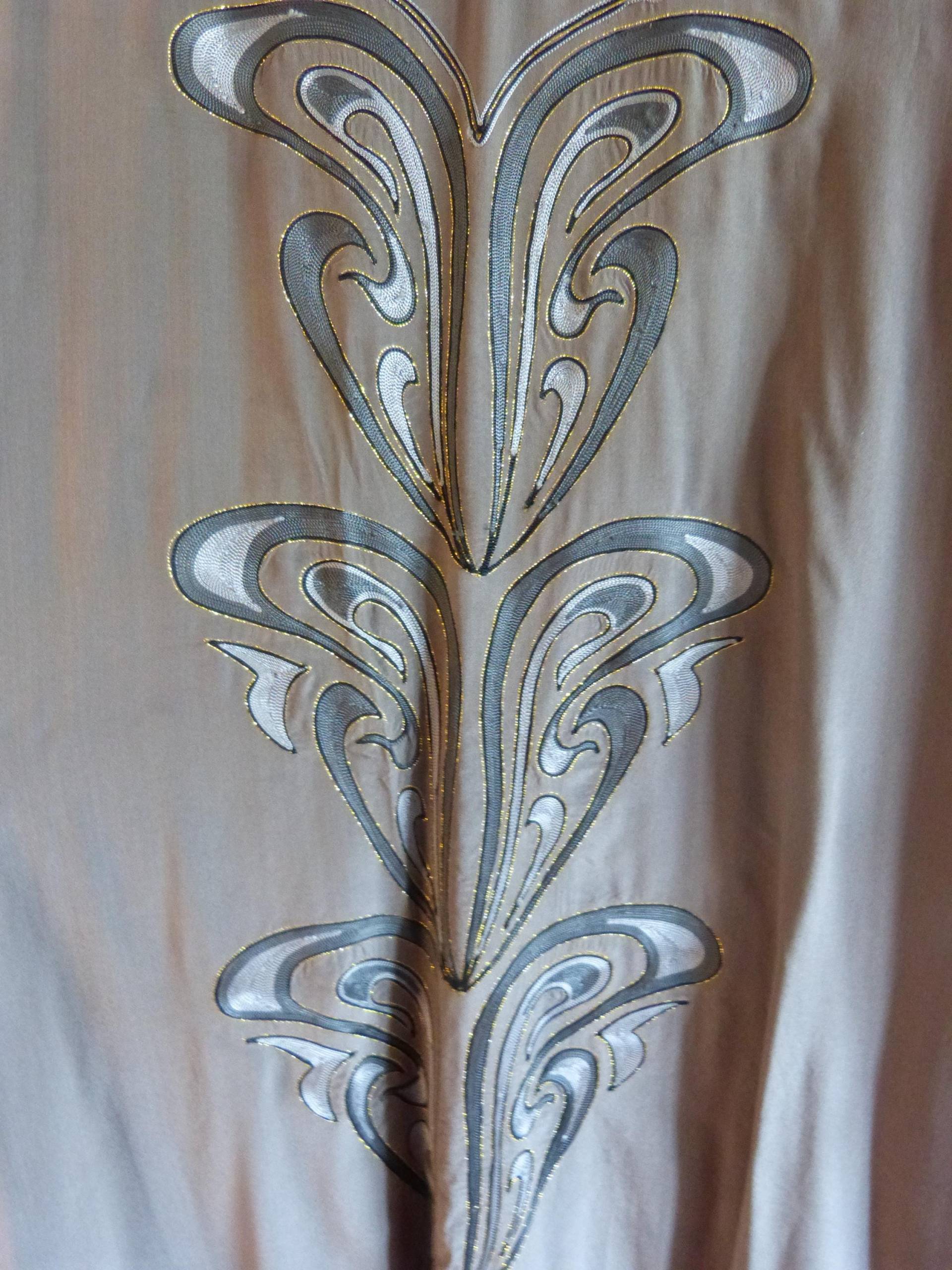 Vintage Afrikanerin Grau Seidenboubou Mit Stickerei, Onesize von beadartaustria