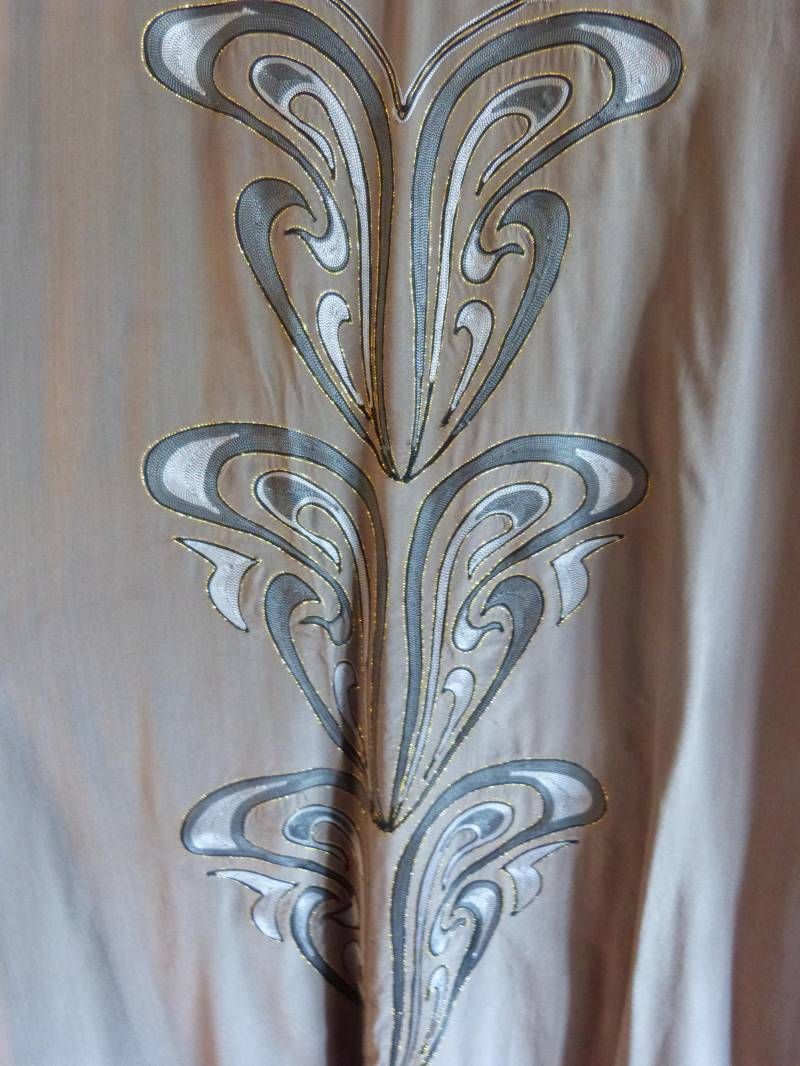 Vintage Afrikanerin Grau Seidenboubou Mit Stickerei, Onesize von beadartaustria