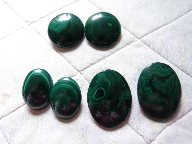 Vintage Malachit Ohrringe, Clips, Echter Stein von beadartaustria