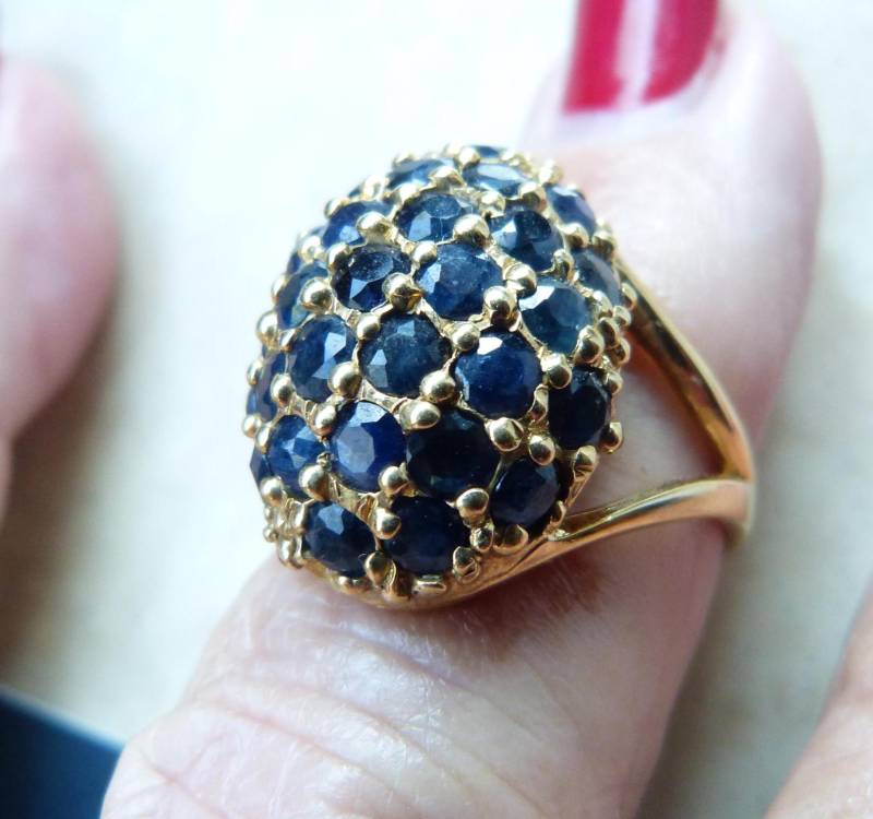 Vermeil Sterling Silber Saphir Ring - Us Größe 8.5 von beadartaustria