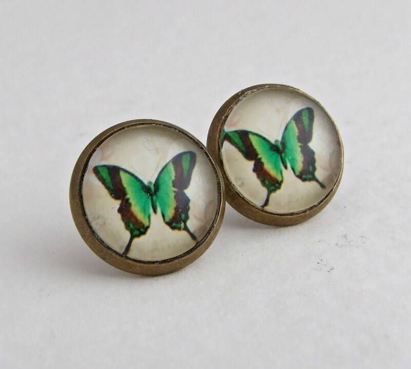 Grüne Schmetterling Ohrringe .. Ohrstecker, Schmuck, Insekt, Bunte Grüne Schmetterling Ohrringe .. Ohrstecker, Schmuck, Insekt, Bunte von beadishdelight
