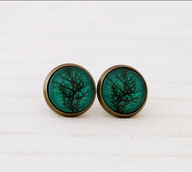 Grüner Baum Ohrringe .. Baumstollen, Natur, Herbst von beadishdelight