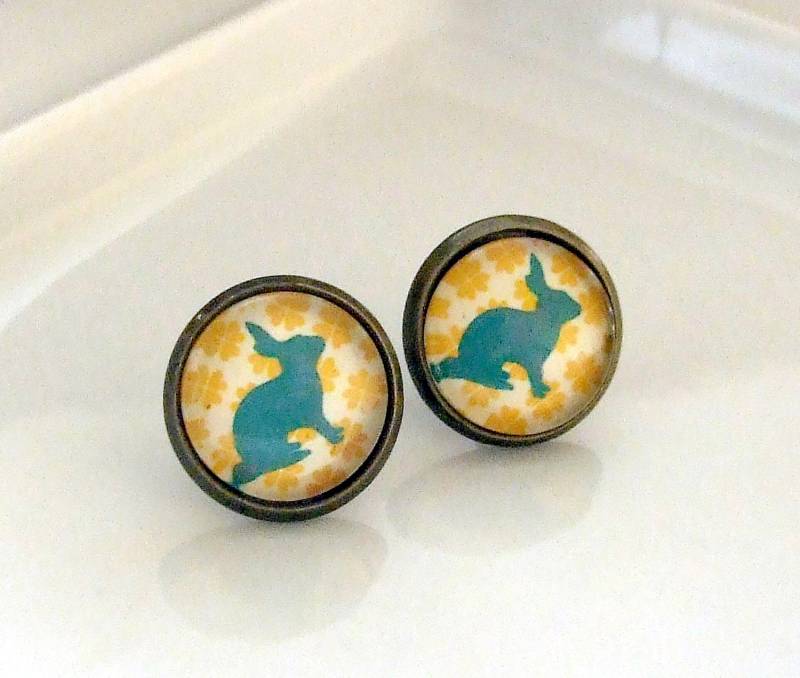 Kaninchen Ohrringe .. Gelb, Türkis, Hasen Ohrstecker, Kitsch Ohrringe, Hase Kaninchen Ohrringe .. Gelb, Türkis, Hasen Ohrstecker, Kitsch Ohrringe, Hase von beadishdelight