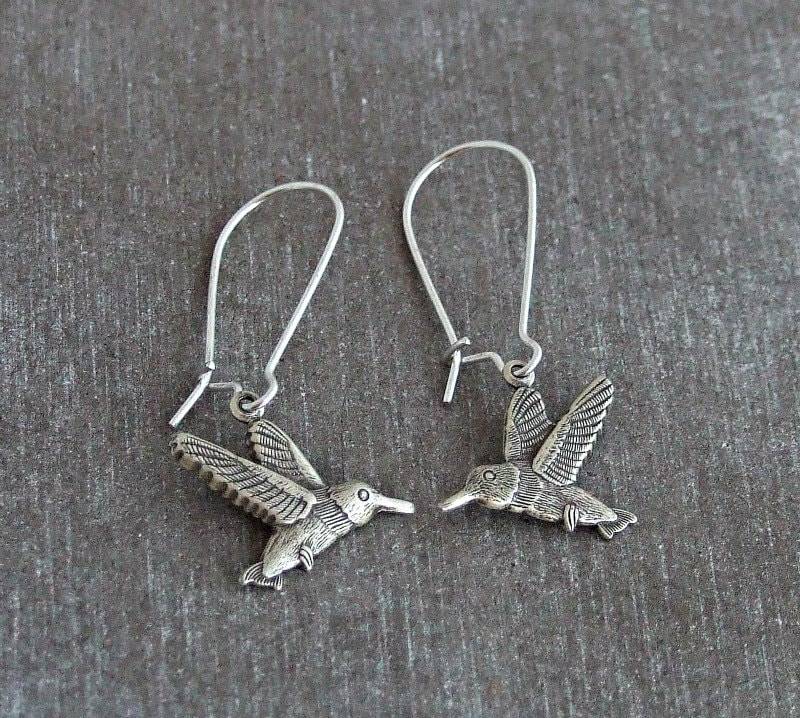 Kolibri Ohrringe .. Silber Vogel Ohrringe, Schmuck Kolibri Ohrringe .. Silber Vogel Ohrringe, Schmuck von beadishdelight