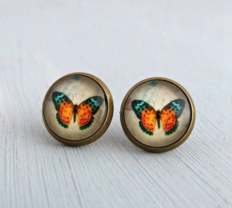 Orange Schmetterling Ohrringe... Ohrstecker, Schmuck Schmetterling, Insekt, Bunte Ohrringe Orange Schmetterling Ohrringe... Ohrstecker, Schmuck Schmetterling, Insekt, Bunte Ohrringe von beadishdelight