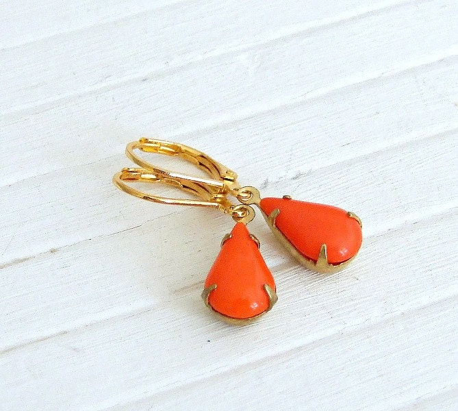Orange Tropfen Ohrringe.. Tangerine Ohrringe, Zitrus, Bunte Ohrringe Orange Tropfen Ohrringe.. Tangerine Ohrringe, Zitrus, Bunte Ohrringe von beadishdelight