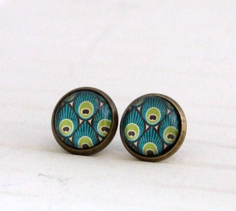 Pfau Ohrringe .. Feder Ohrringe, Jugendstil Pfau Ohrringe .. Feder Ohrringe, Jugendstil von beadishdelight