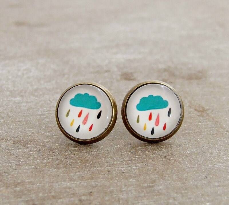 Regenwolken Ohrringe ..wetter Ohrringe, Mehrfarbige Regenwolken Ohrringe ..wetter Ohrringe, Mehrfarbige von beadishdelight