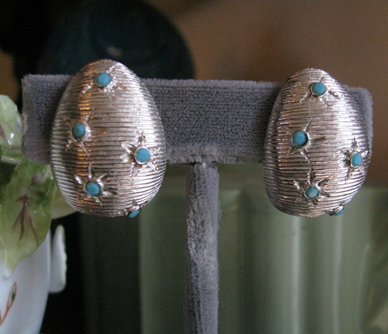 Castlecliff Türkis Stern Und Silber Vintage Clip Auf Ohrringe Castlecliff Türkis Stern Und Silber Vintage Clip Auf Ohrringe von beadjewelledfindings