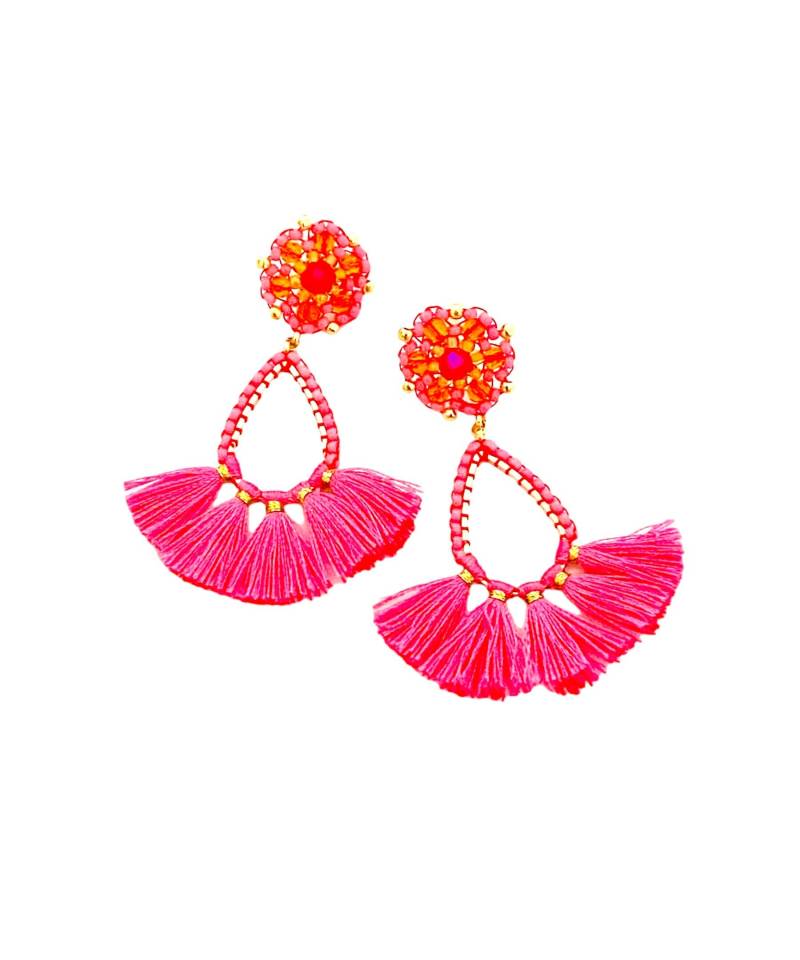 Ohrstecker Côte D'azur/Pink, Ohrschmuck, Handgenäht in Brickstitch-Technik Aus Swarovski-Kristallen, Glasperlen Und Miyukiperlen/Beads2Shine von beads2shine