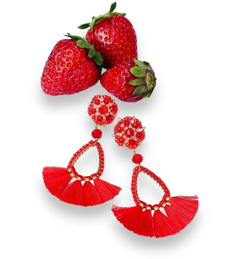 Ohrstecker Côte D'azur/Rot, Ohrschmuck, Handgenäht in Brickstitch-Technik Aus Swarovski-Kristallen, Glasperlen Und Miyukiperlen/Beads2Shine Ohrstecker Côte D'azur/Rot, Ohrschmuck, Handgenäht in Brickstitch-Technik Aus Swarovski-Kristallen, Glasperlen Und Miyukiperlen/Beads2Shine von beads2shine