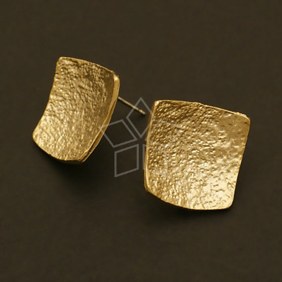 Si-107-Mg/2 Pcs - Leder Strukturierte Ohrring Zubehör, Matt Vergoldet, 925 Sterling Silber Stift 17mm X von beadsmaker