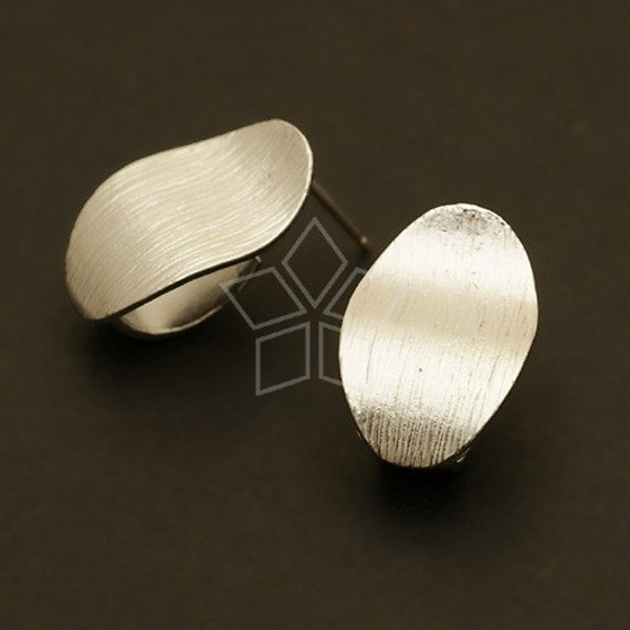 Si-399-Ms/2 Stk - Wave Oval Plate Ohrringe, Matt Silber Plated, 925 Sterling Post 11 Mm X 18 von beadsmaker