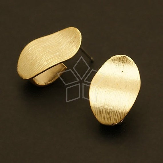 Si-400-Mg/2 Stück - Ovale Platte Ohrringe, Matte Vergoldete Oval Ohrstecker, 925 Sterling Silber Stecker 11mm X 18mm von beadsmaker