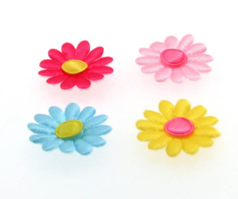 Satin Blumen, Blumenbeete, Kleber Auf Süße Blume Aufnäher, Verkauft in Packungen Mit 12 Und 36 Stück Satin Blumen, Blumenbeete, Kleber Auf Süße Blume Aufnäher, Verkauft in Packungen Mit 12 Und 36 Stück von beadsngem