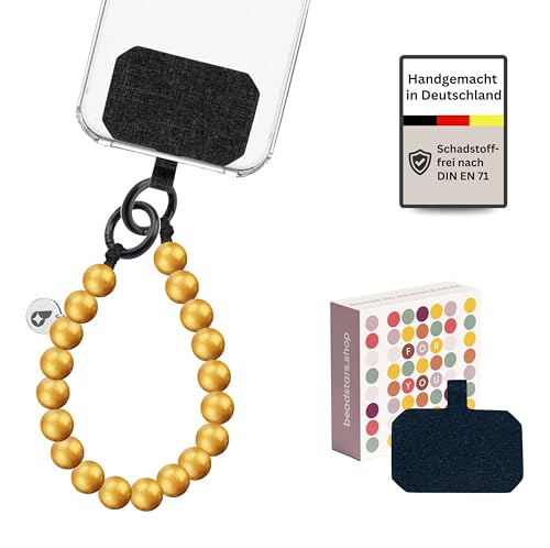 beadstars® Handykette kurz aus Holzperlen | Universal Handyanhänger für alle Smartphones | Handmade in Germany | kompatibel mit iPhone, Samsung u.a. | ideal als Geschenke für Frauen (VIP) von beadstars