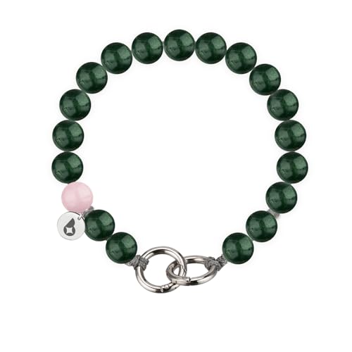 beadstars Perlen Handykette kurz oder Schlüsselanhänger mit Karabiner (25cm) - Ideal für Autoschlüsselanhänger, Schlüsselband, Handyanhänger kompatibel mit iPhone & Samsung (Forest Rose) von beadstars