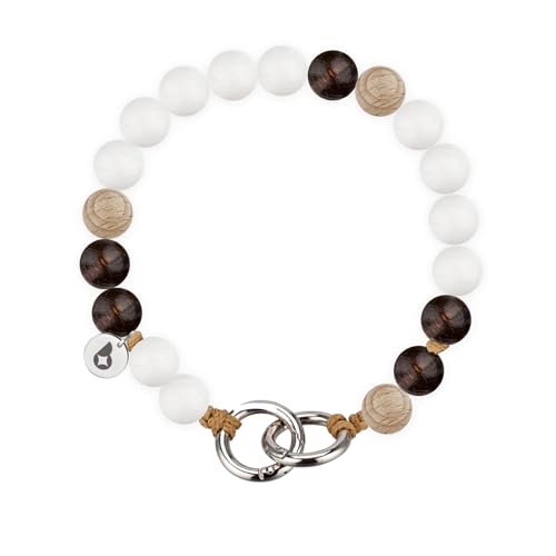 beadstars Perlen Handykette kurz oder Schlüsselanhänger mit Karabiner (25cm) - Ideal für Autoschlüsselanhänger, Schlüsselband, Handyanhänger kompatibel mit iPhone & Samsung (Cappuccino) von beadstars