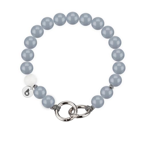 beadstars Perlen Handykette kurz oder Schlüsselanhänger mit Karabiner (25cm) - Ideal für Autoschlüsselanhänger, Schlüsselband, Handyanhänger kompatibel mit iPhone & Samsung (Grey de Luxe) von beadstars