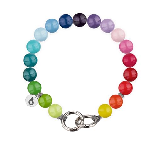 beadstars Perlen Handykette kurz oder Schlüsselanhänger mit Karabiner (25cm) - Ideal für Autoschlüsselanhänger, Schlüsselband, Handyanhänger kompatibel mit iPhone & Samsung (Rainbow) von beadstars