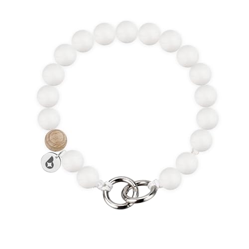 beadstars Perlen Handykette kurz oder Schlüsselanhänger mit Karabiner (25cm) - Ideal für Autoschlüsselanhänger, Schlüsselband, Handyanhänger kompatibel mit iPhone & Samsung (Snow) von beadstars