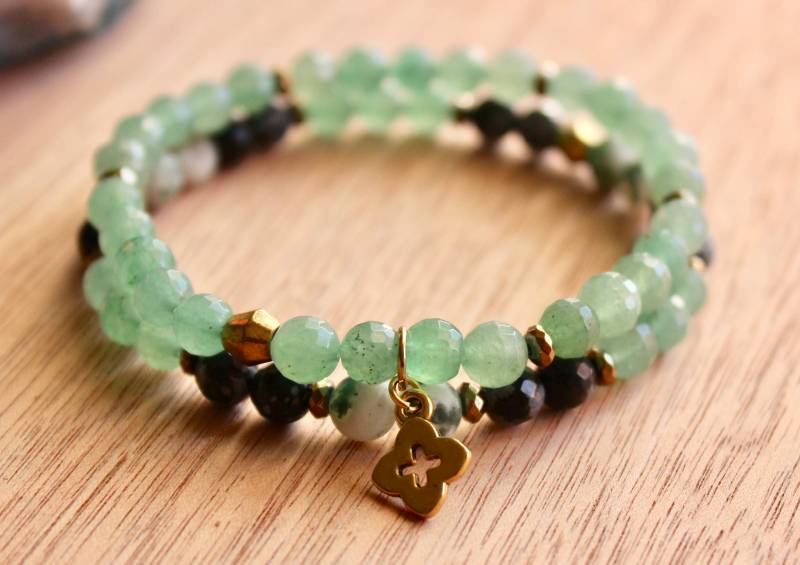 Ruhig/Armband Stack Aventurin Grün Kristallarmband Quarz Yogaschmuck Meditation Schmuck von beadtheSystem