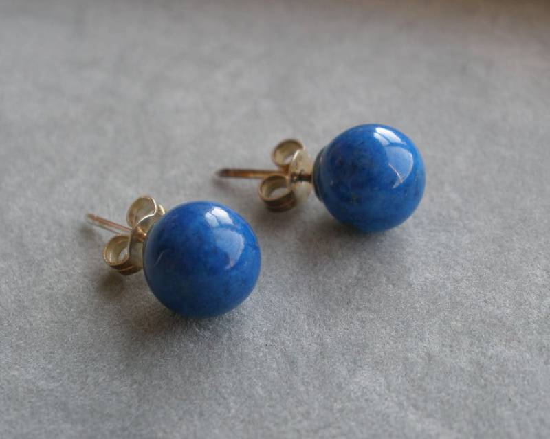 Lapis 8 Mm Ball Ohrstecker Mit Sterling Silber Beiträge 925 Aaa Steine Hallmarked von beadwarehouse
