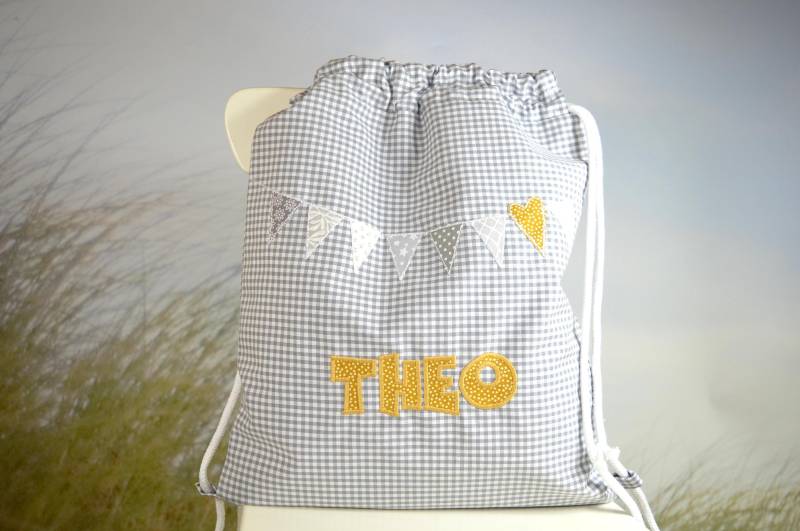 Turnbeutel Mit Namen, Sportbeutel Rucksack, Name Für Kindergarten Und Kita. Auto, Fahrzeuge, Feuerwehr, Bus von beahafner