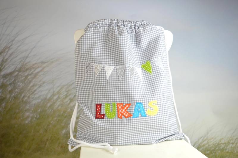 Turnbeutel Mit Namen, Sportbeutel Rucksack Name Für Kindergarten Und Kita, Feuerwehr, Lkw, Autos von beahafner
