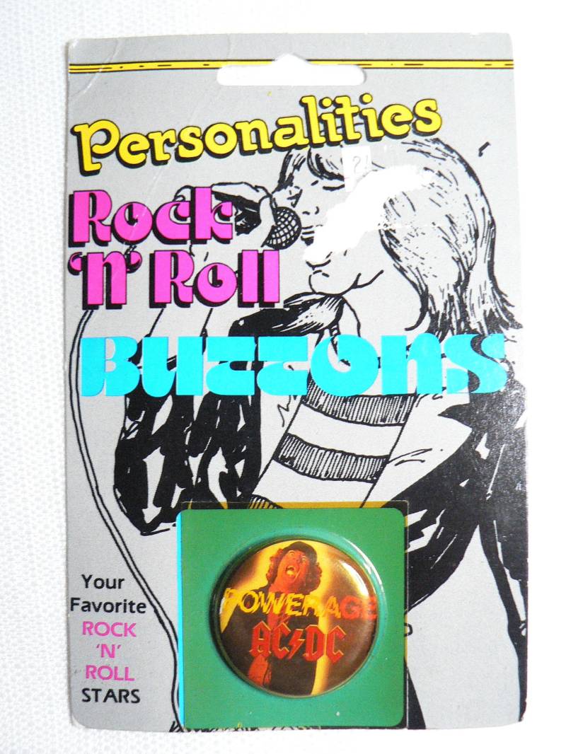 Frühen 80Er | Gestempelt 1983 Nie Getragen Deadstock Ac/Dc - Powerage Album | 1978 Noch Versiegelt Pin/Knopf Abzeichen von beatbopboom